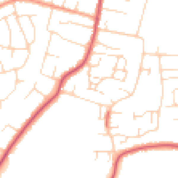 Daytime road noise heatmap for CM2 9FJ