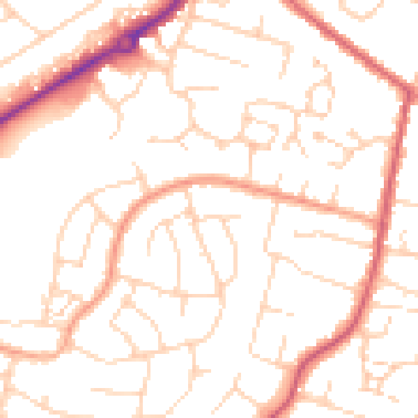 Daytime road noise heatmap for CM2 9JS
