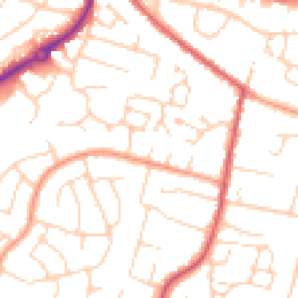 Daytime road noise heatmap for CM2 9TU