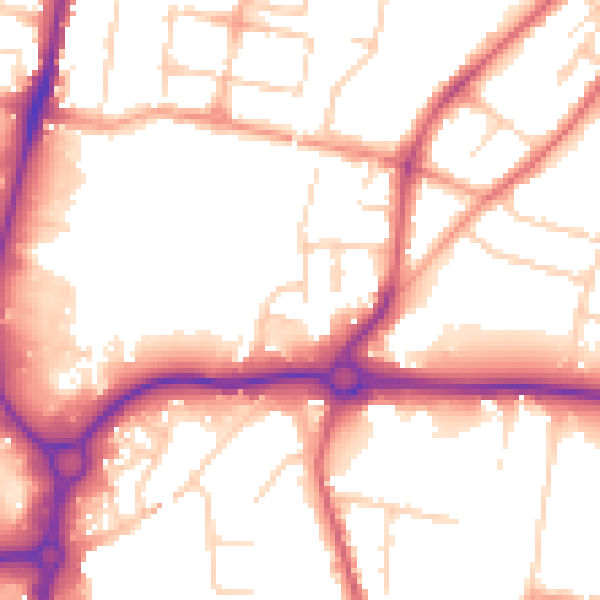 Daytime road noise heatmap for CM2 9XJ