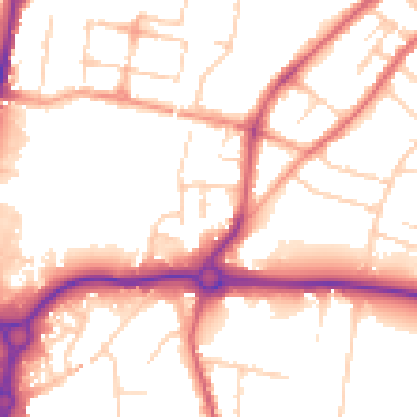 Daytime road noise heatmap for CM2 9XQ
