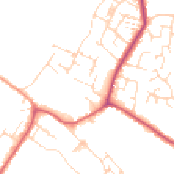 Daytime road noise heatmap for CM9 4AB
