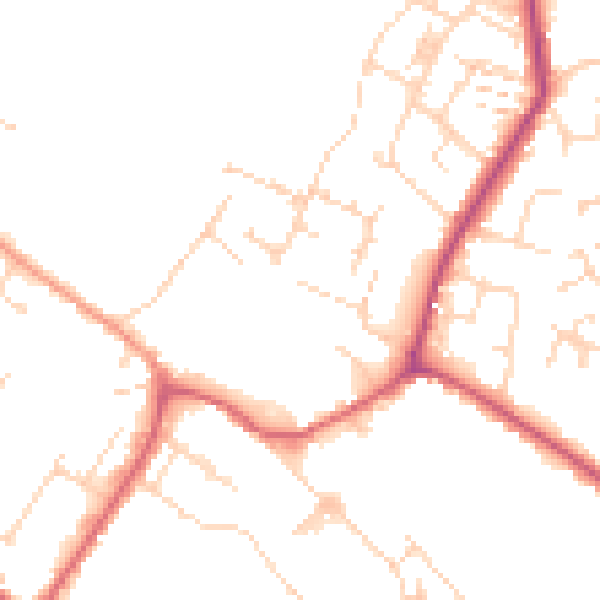 Daytime road noise heatmap for CM9 4AD