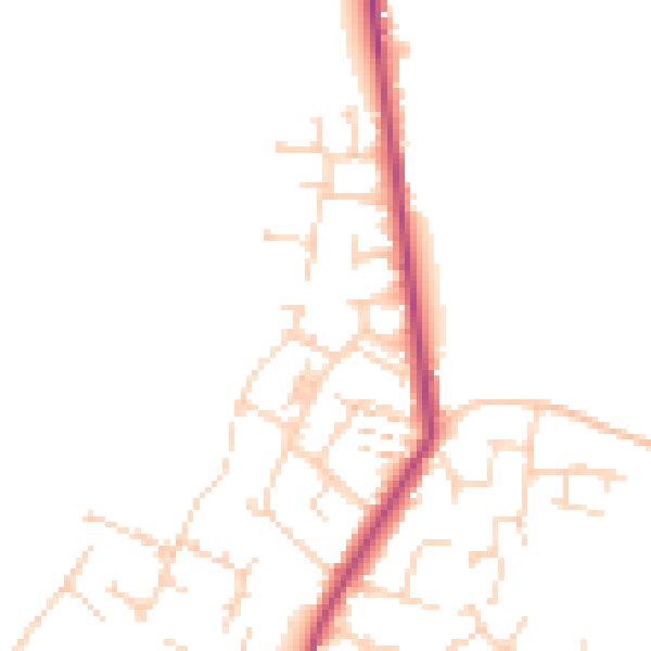 Daytime road noise heatmap for CM9 4AH
