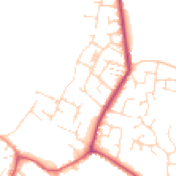 Daytime road noise heatmap for CM9 4AT