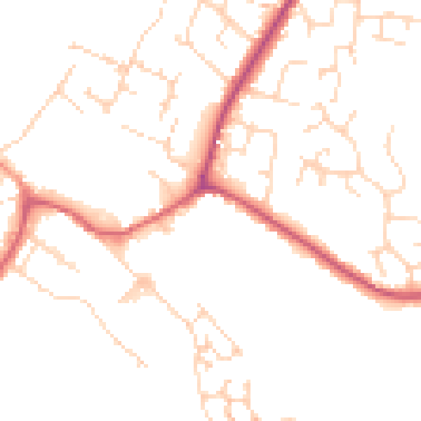 Daytime road noise heatmap for CM9 4BT