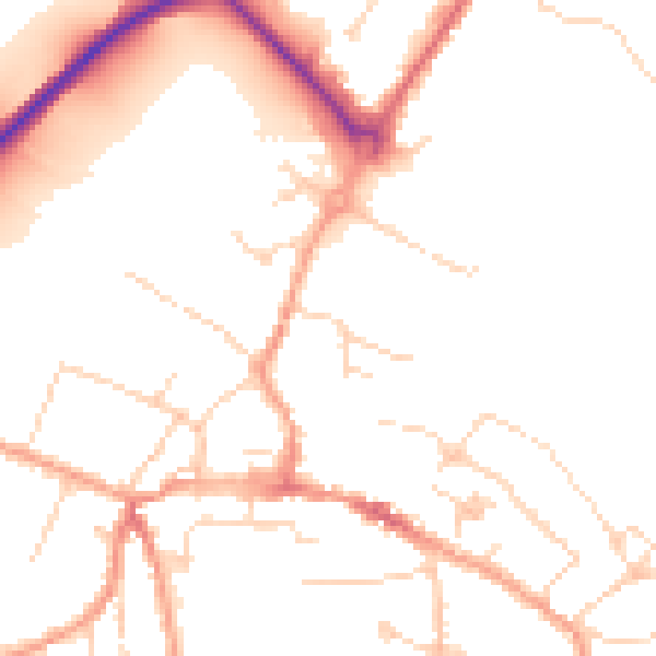 Daytime road noise heatmap for CM9 4DB