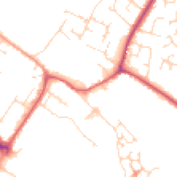 Daytime road noise heatmap for CM9 4DD