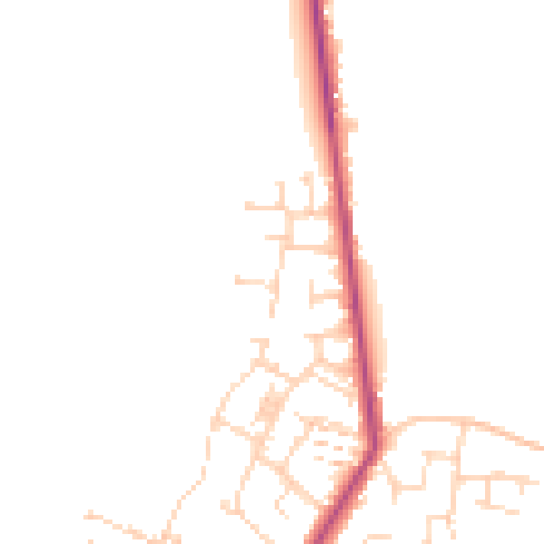 Daytime road noise heatmap for CM9 4DE