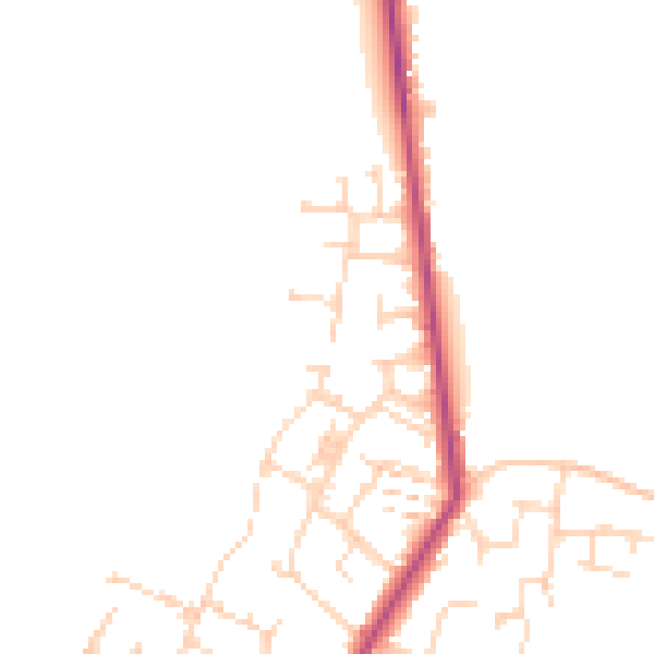 Daytime road noise heatmap for CM9 4DF