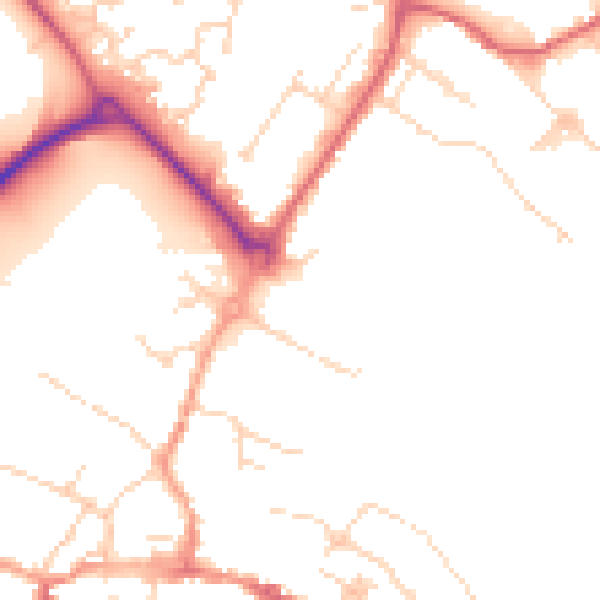 Daytime road noise heatmap for CM9 4DY