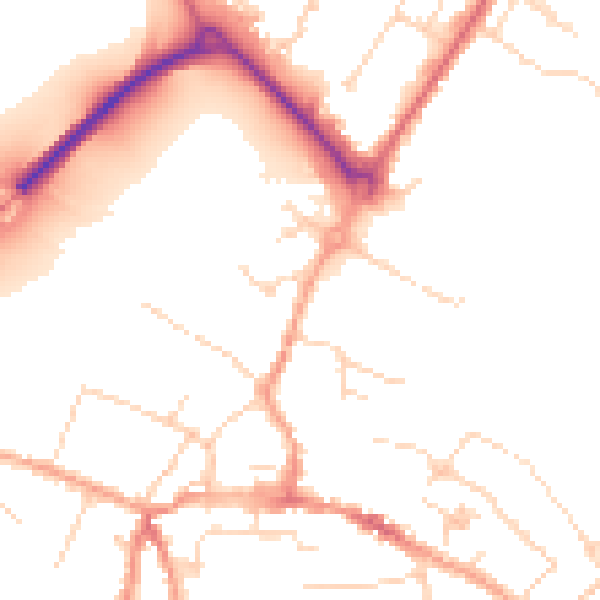 Daytime road noise heatmap for CM9 4JH