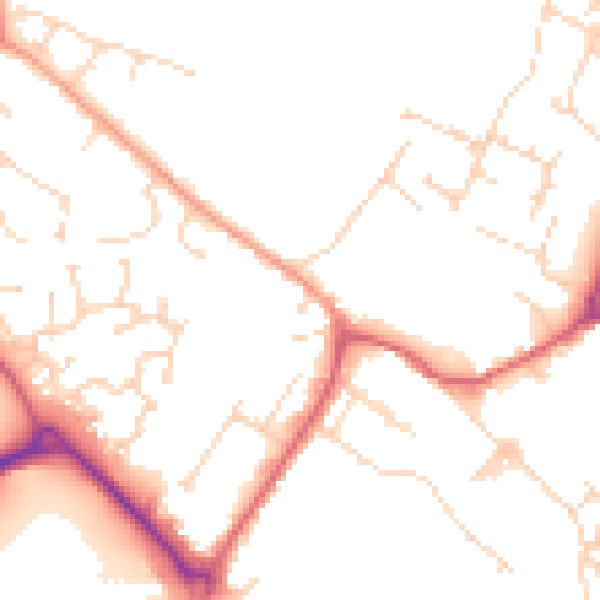 Daytime road noise heatmap for CM9 4LN