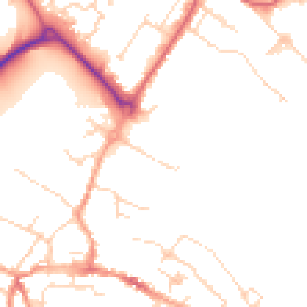 Daytime road noise heatmap for CM9 4LQ