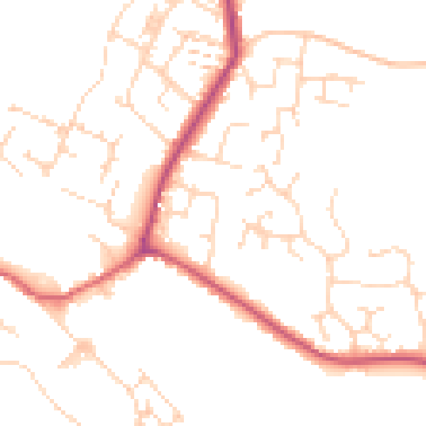 Daytime road noise heatmap for CM9 4NR
