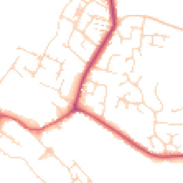 Daytime road noise heatmap for CM9 4NT