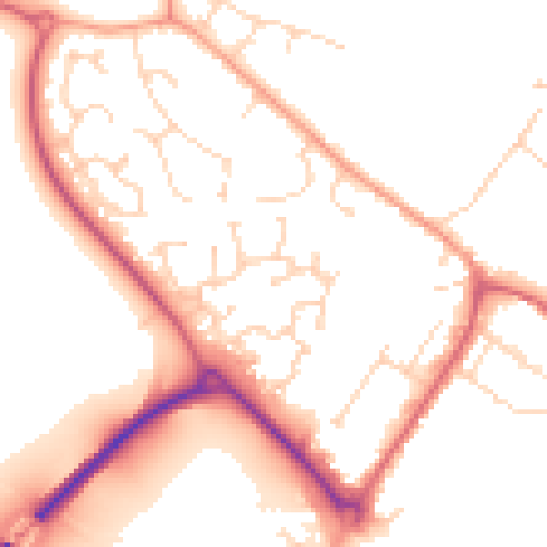 Daytime road noise heatmap for CM9 4PT