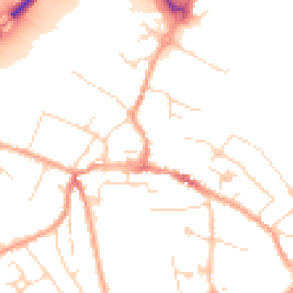 Daytime road noise heatmap for CM9 4PZ