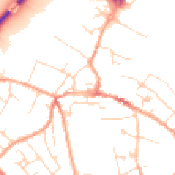 Daytime road noise heatmap for CM9 4QB