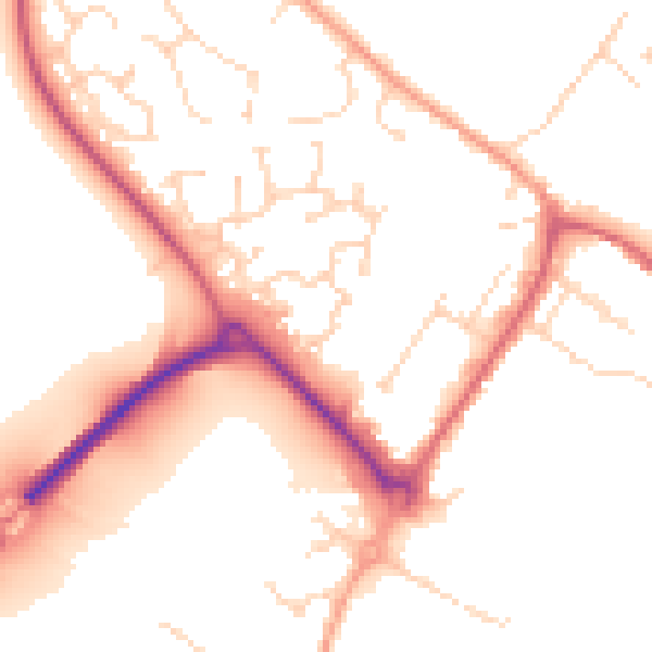 Daytime road noise heatmap for CM9 4QG