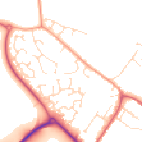 Daytime road noise heatmap for CM9 4TG