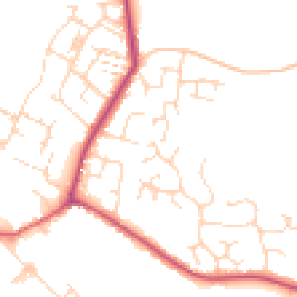 Daytime road noise heatmap for CM9 4TW