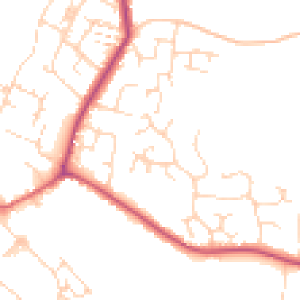 Daytime road noise heatmap for CM9 4YB
