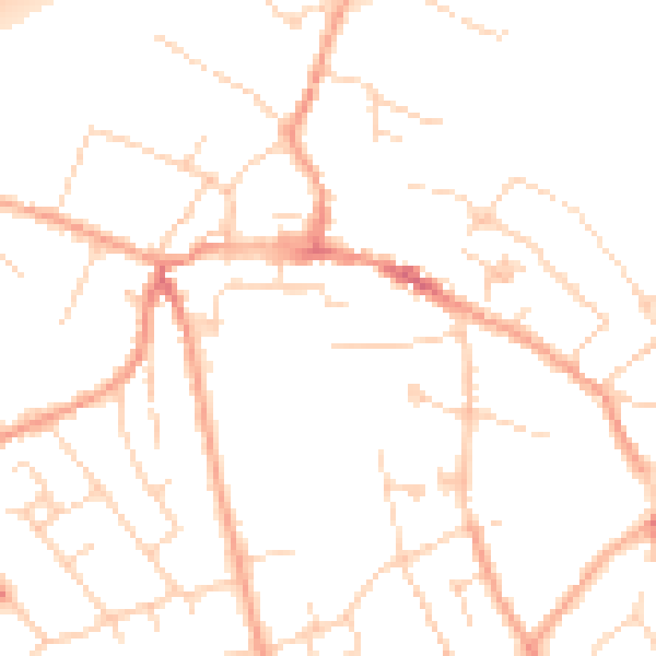 Daytime road noise heatmap for CM9 5BQ