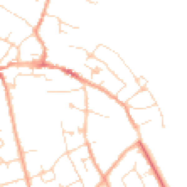 Daytime road noise heatmap for CM9 5EG