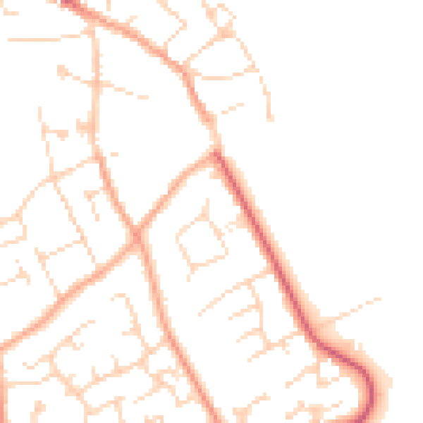 Daytime road noise heatmap for CM9 5JD