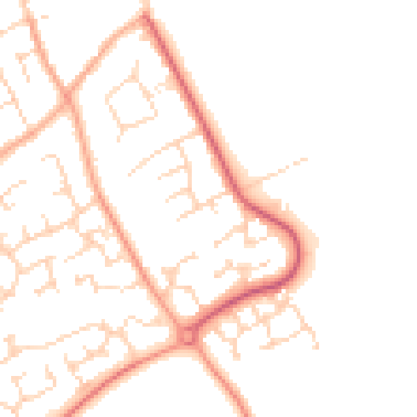 Daytime road noise heatmap for CM9 5JH