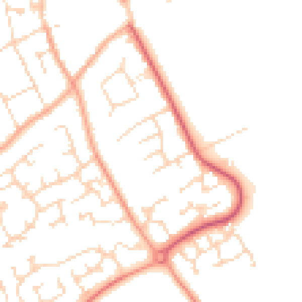 Daytime road noise heatmap for CM9 5JL