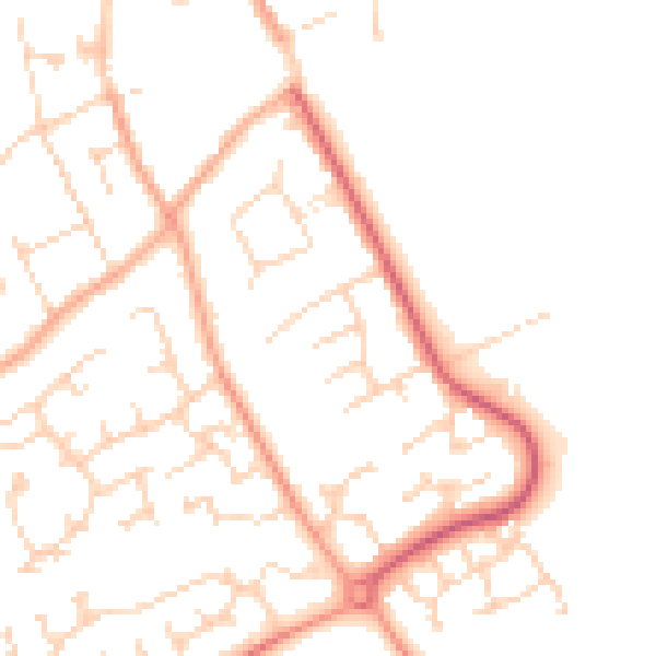Daytime road noise heatmap for CM9 5JP