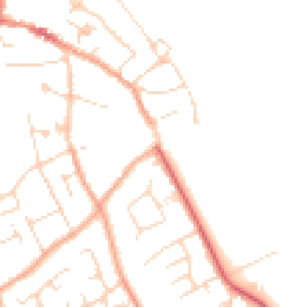 Daytime road noise heatmap for CM9 5JX