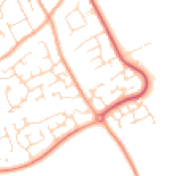 Daytime road noise heatmap for CM9 5LJ