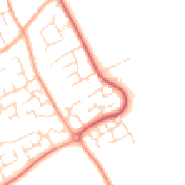 Daytime road noise heatmap for CM9 5NA