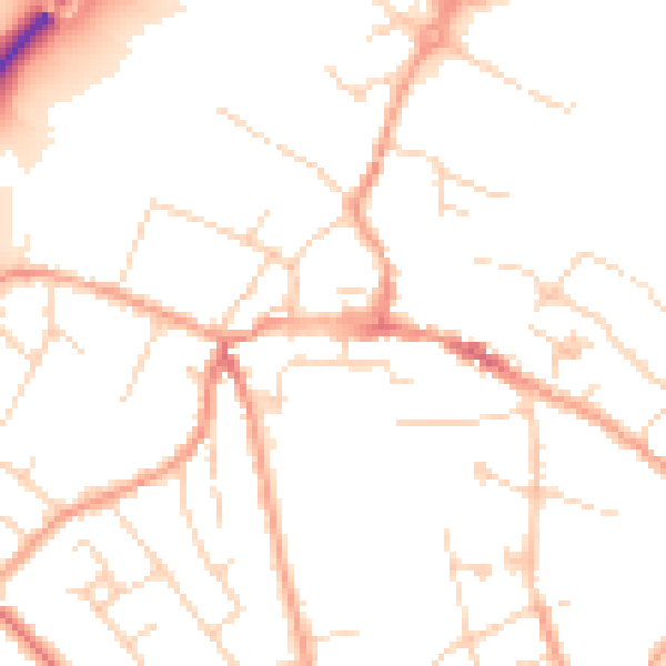 Daytime road noise heatmap for CM9 5PN