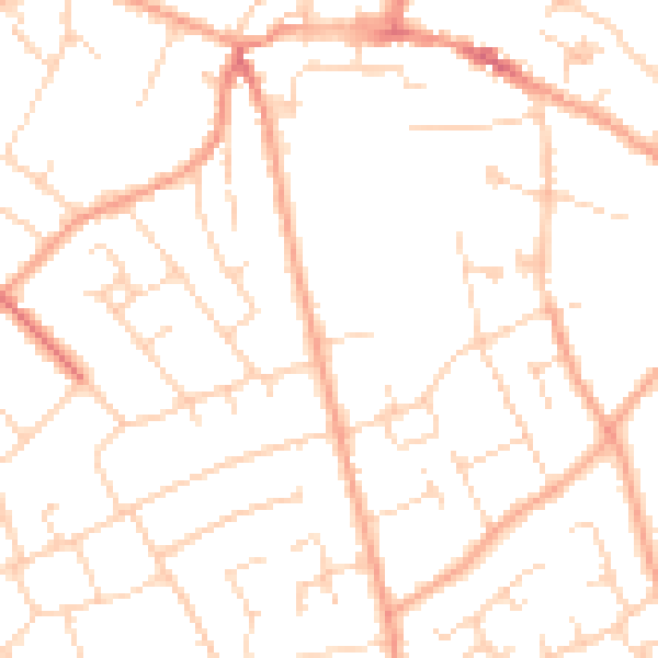 Daytime road noise heatmap for CM9 5UY