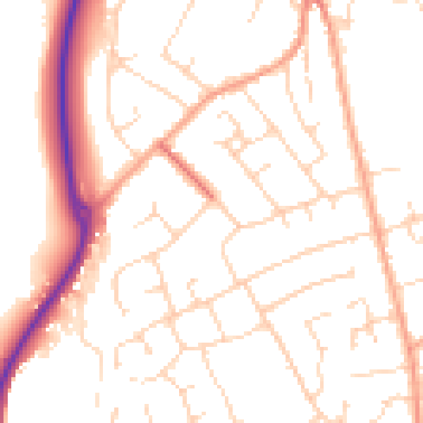 Daytime road noise heatmap for CM9 6AW