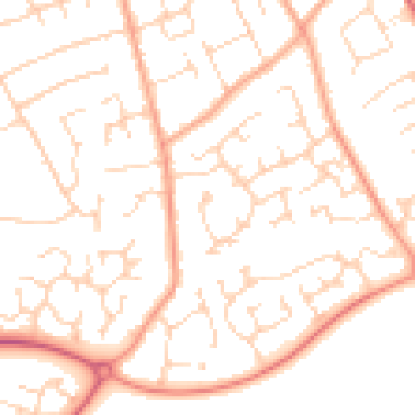 Daytime road noise heatmap for CM9 6BU