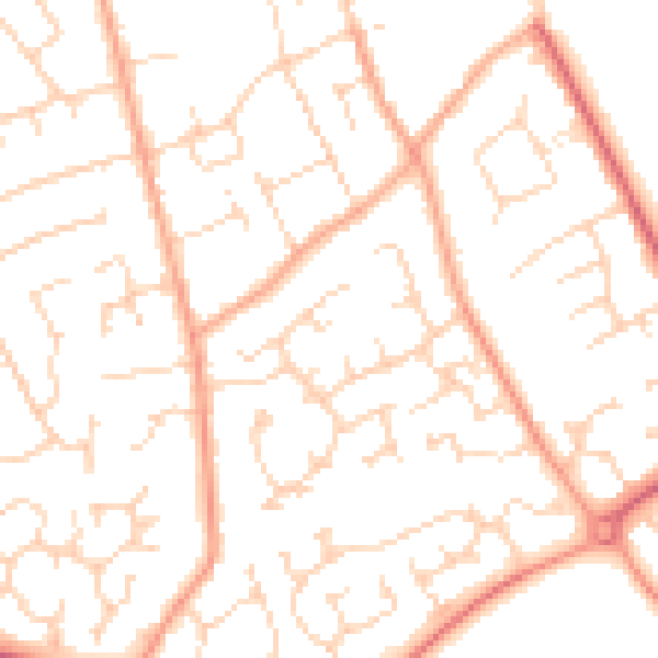 Daytime road noise heatmap for CM9 6DN