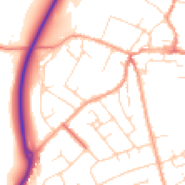 Daytime road noise heatmap for CM9 6DU