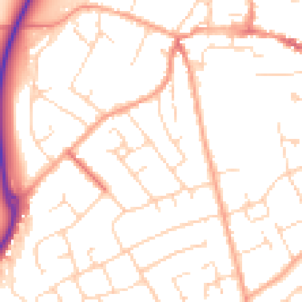Daytime road noise heatmap for CM9 6EN