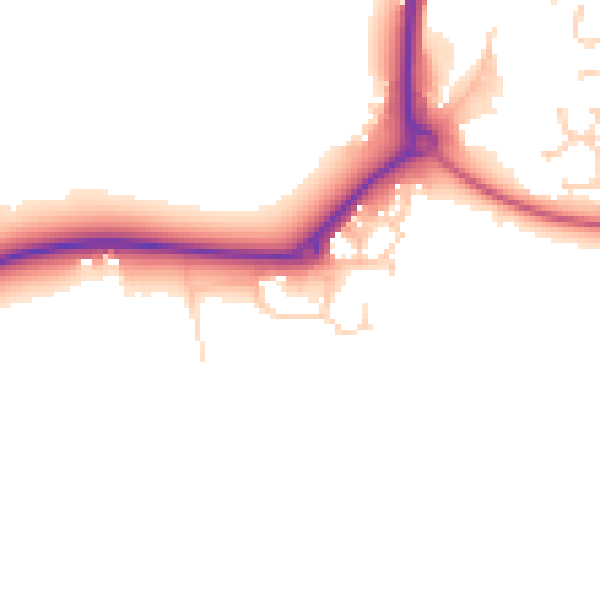 Daytime road noise heatmap for CM9 6FZ