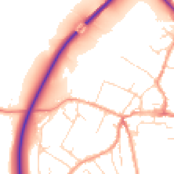 Daytime road noise heatmap for CM9 6HJ