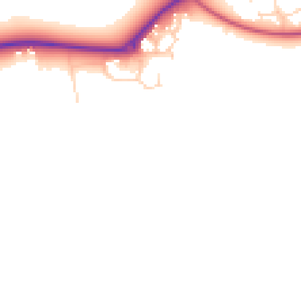 Daytime road noise heatmap for CM9 6JB