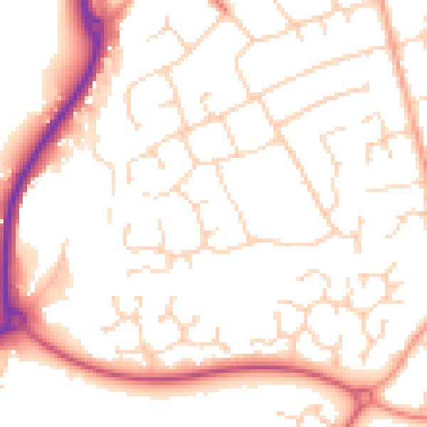 Daytime road noise heatmap for CM9 6UH