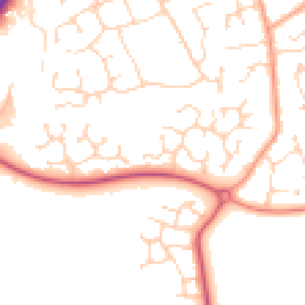 Daytime road noise heatmap for CM9 6YQ