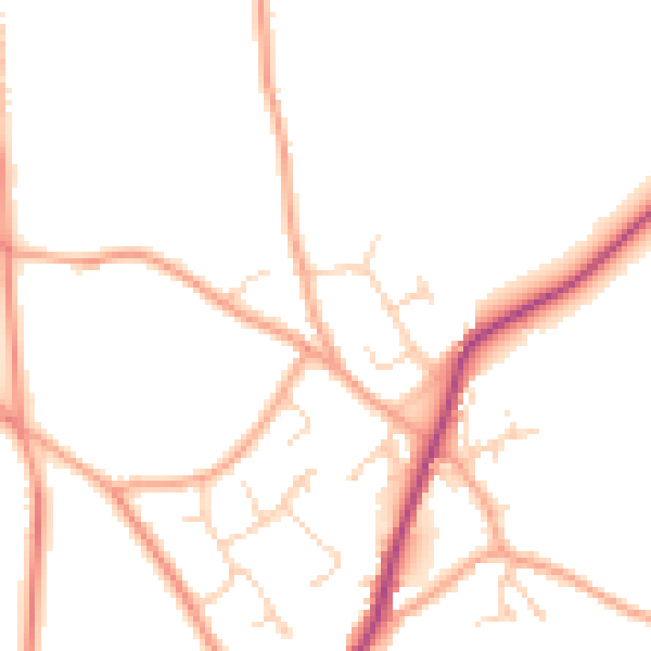 Daytime road noise heatmap for CM9 8BT