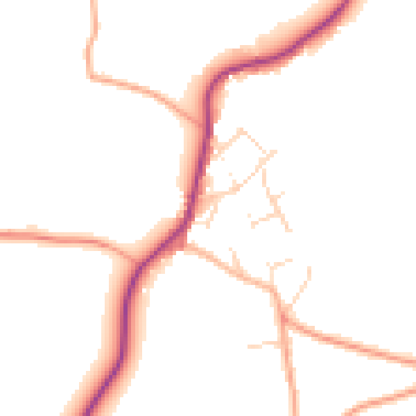 Daytime road noise heatmap for CM9 8DL